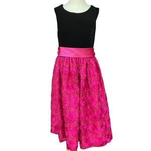 American Princess Dress Kids 10 Black Pink Velvet Sequin Floral Party Holiday